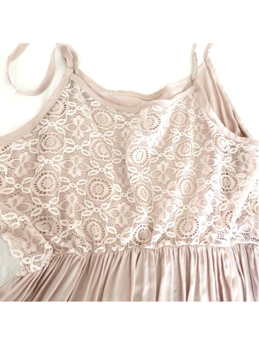 Mocha Summer soft dress with lacy hem and spaghetti straps size xs/s